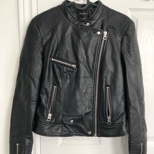 ZARA Black Leather Biker Jacket